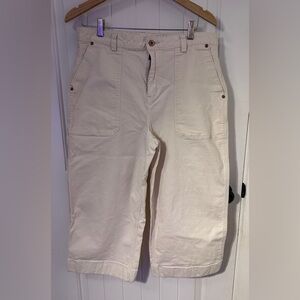 Duluth Trading Co Cream Ankle Cropped painter Pants, sz 16